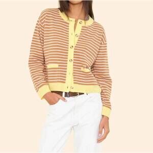 NEW XIRENA lillian long sleeve cardigan in camel stripe